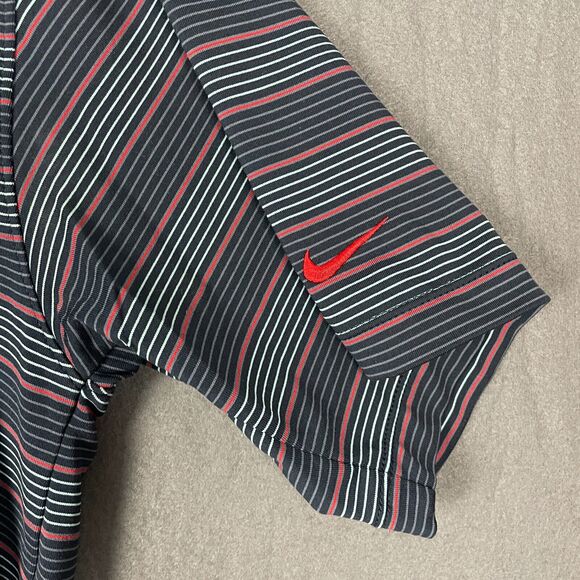 Nike Dri-Fit UV Polo Shirt Men's L Blue Striped Short Sleeve Golf Performance - Picture 6 of 15